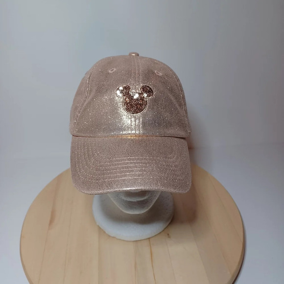 Disney Parks Exclusive Rose Gold Mickey Mouse Sequins Baseball Cap Hat see pictu - Picture 1 of 6